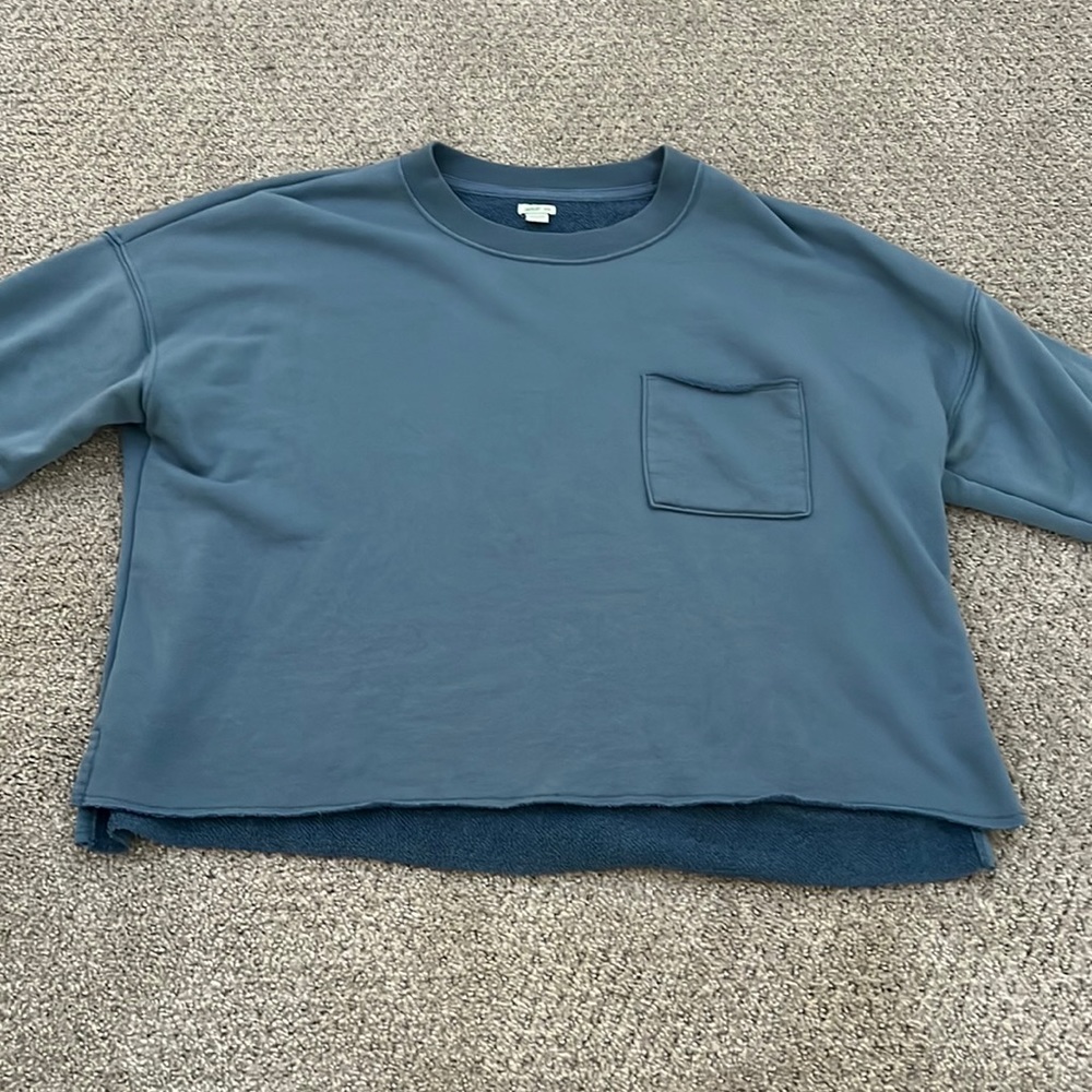 Aerie crop Crewneck - dusty blue